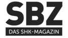 Jemand hält das SBZ-Logo hoch, darüber steht groß der Name, darunter DAS SHK-MAGAZIN - alles klar und deutlich lesbar.